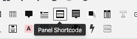 Screenshot of Panel shortcode icon in toolbar